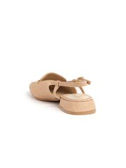 Slingback with square toe and clamp - BEIGE