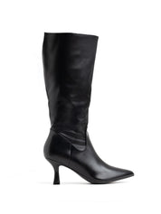 Pointed toe boot with spool heel - BLACK