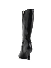 Pointed toe boot with spool heel - BLACK