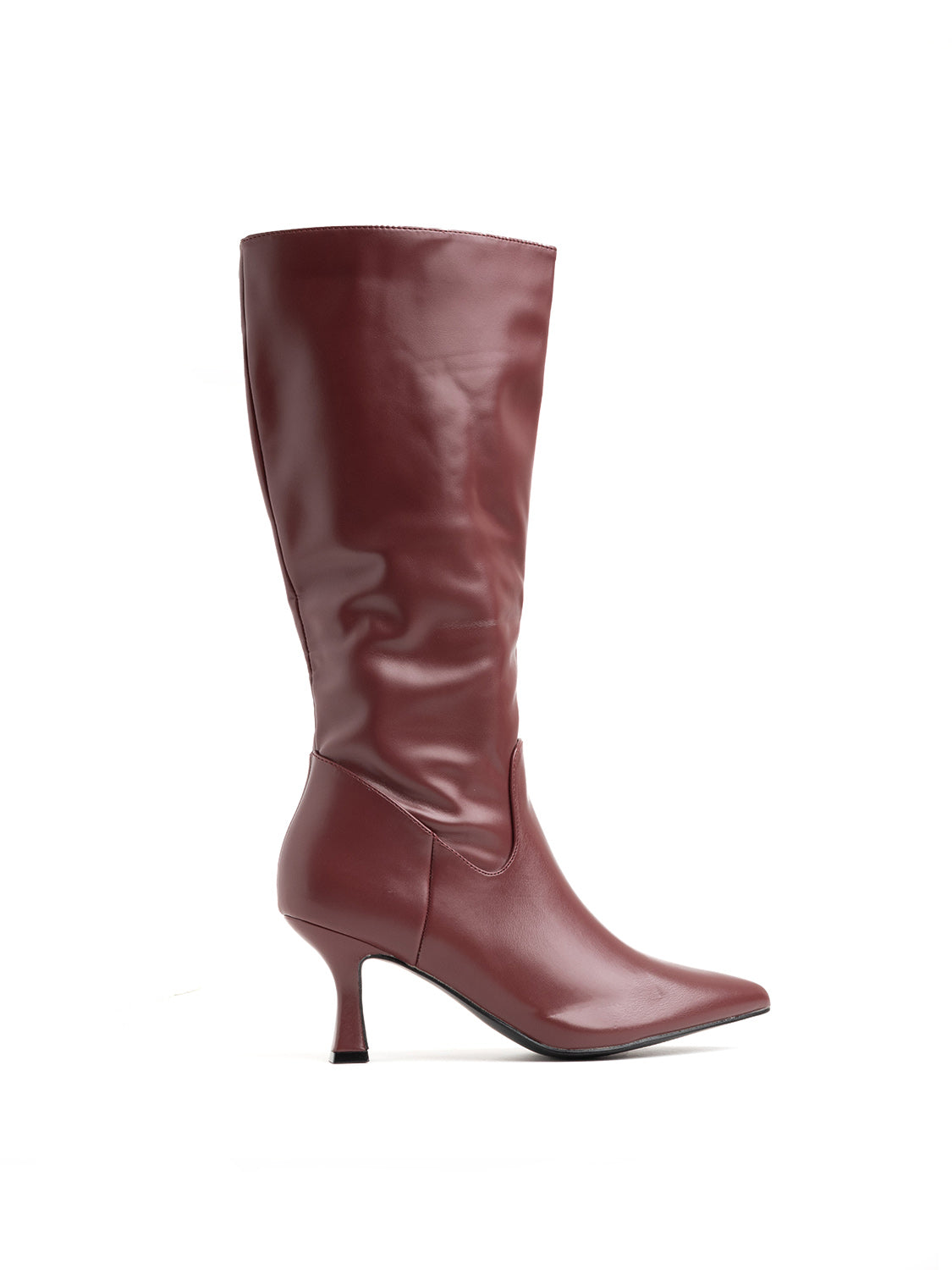 Pointed toe boot with spool heel - WINE