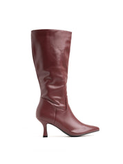 Pointed toe boot with spool heel - WINE