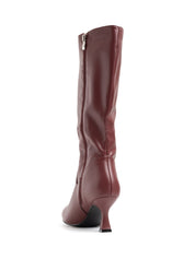 Pointed toe boot with spool heel - WINE