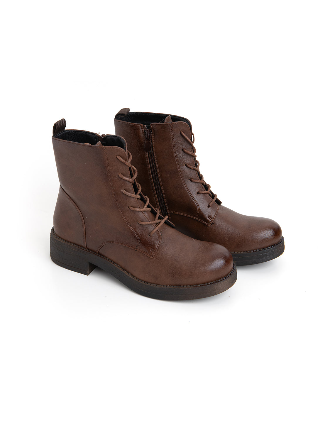 Anfibio stringato combat - MARRONE