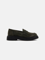 Real leather moccasin high bottom - GREEN