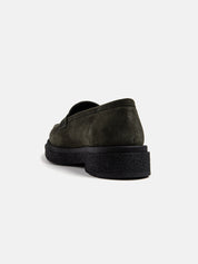 Real leather moccasin high bottom - GREEN