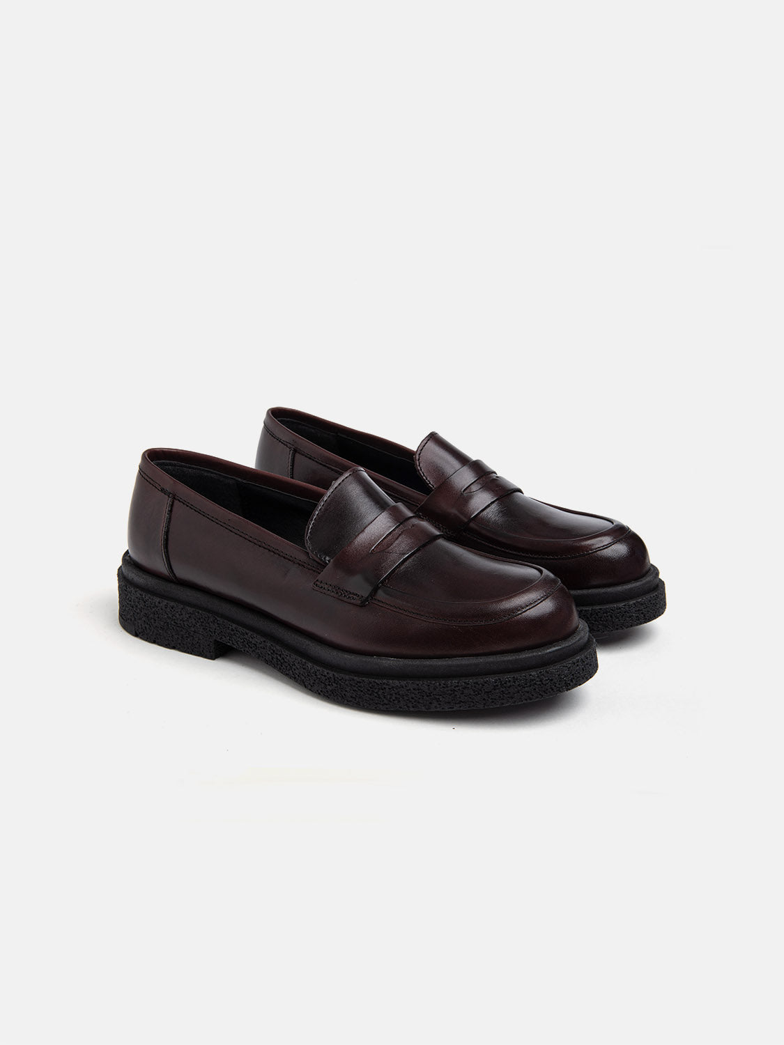 Real leather moccasin high bottom - BORDEAUX