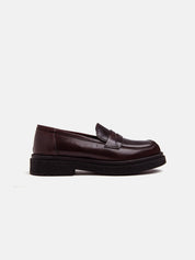 Real leather moccasin high bottom - BORDEAUX