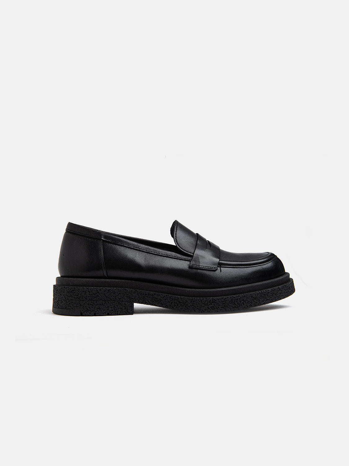 Real leather moccasin high bottom - BLACK