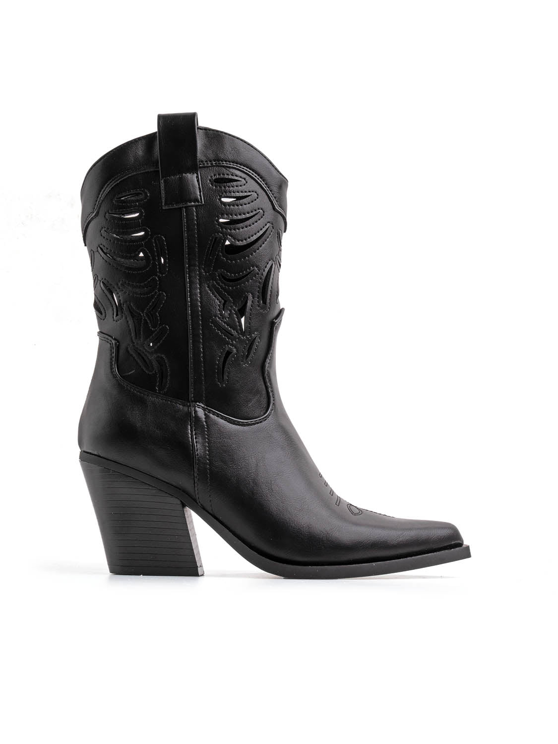 Texano traforato con gambale medio - NERO