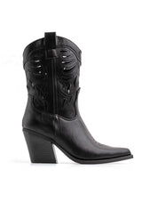 Texano traforato con gambale medio - NERO