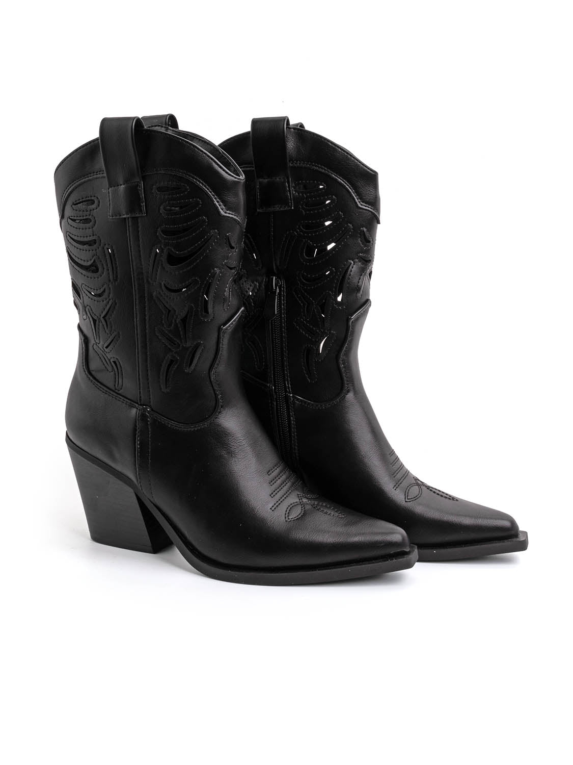 Texano traforato con gambale medio - NERO