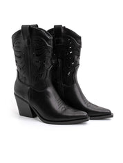 Texano traforato con gambale medio - NERO