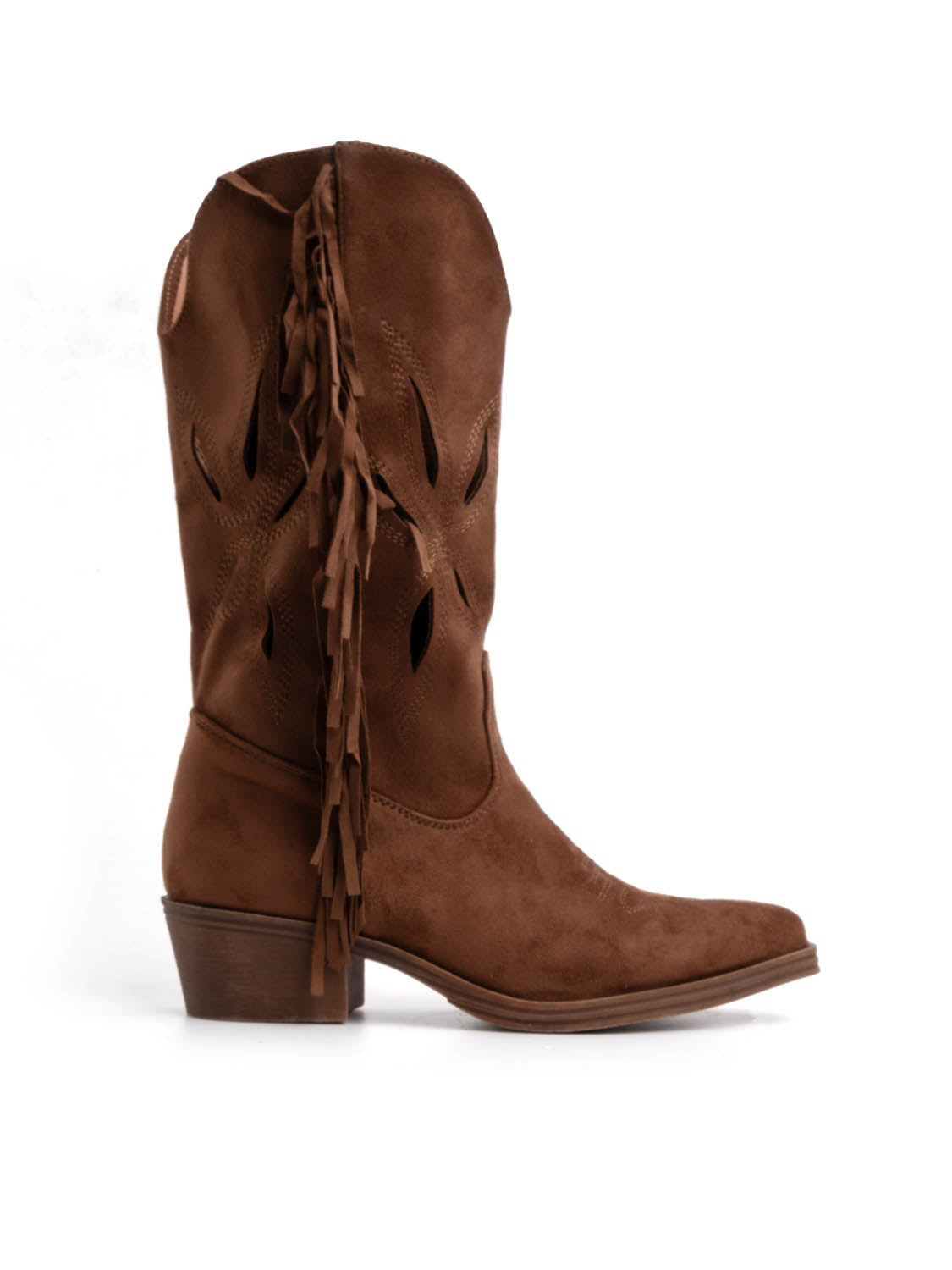 Texano traforato con frange - MARRONE