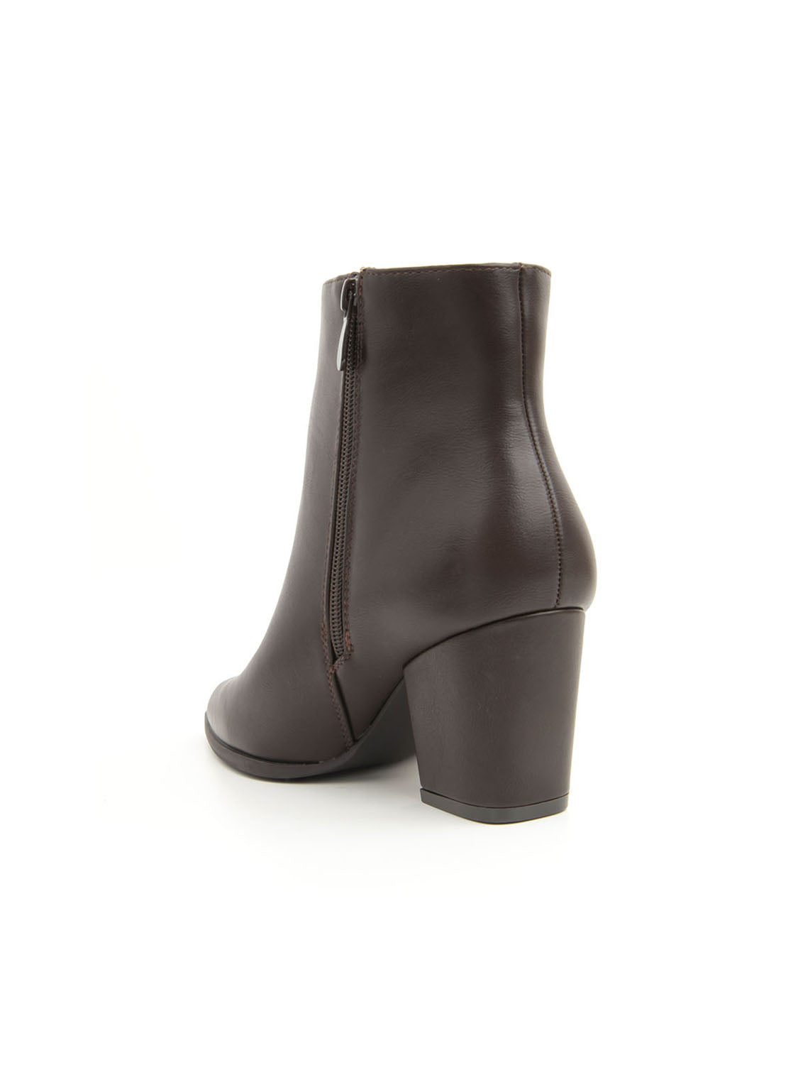 Simple block-heel ankle boots - BROWN