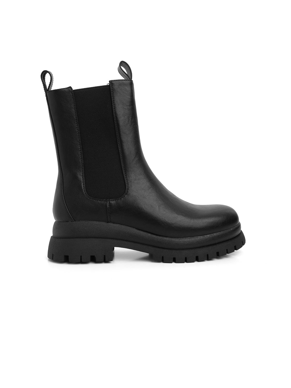 Stivaletto modello biker con elastico - NERO