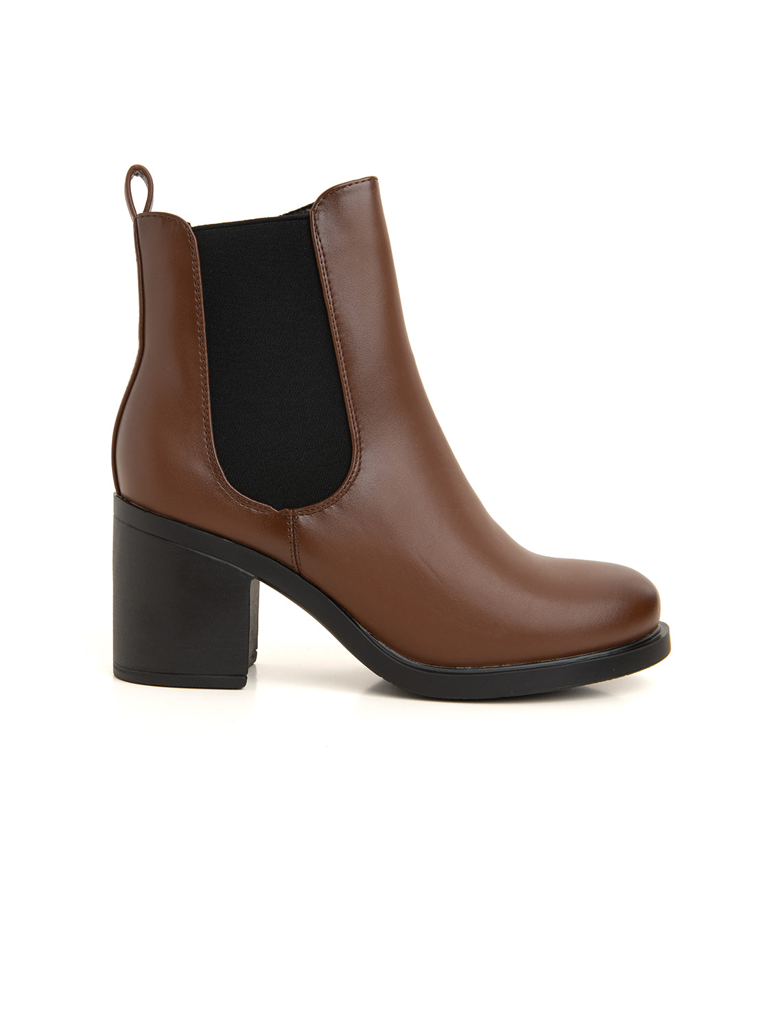 Stivaletto con tacco scultoreo - MARRONE