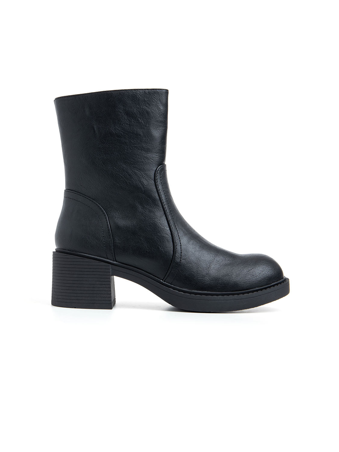 Stivaletto liscio con tacco - NERO