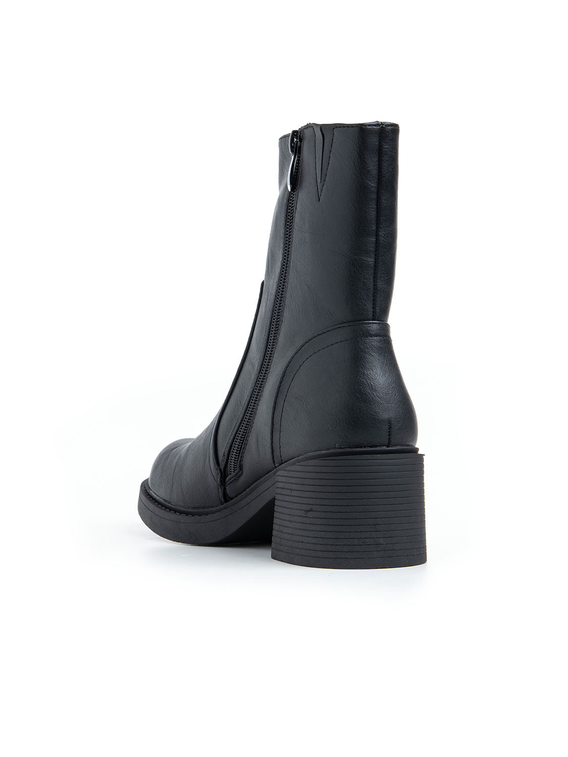 Stivaletto liscio con tacco - NERO