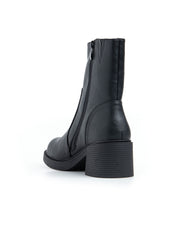 Stivaletto liscio con tacco - NERO