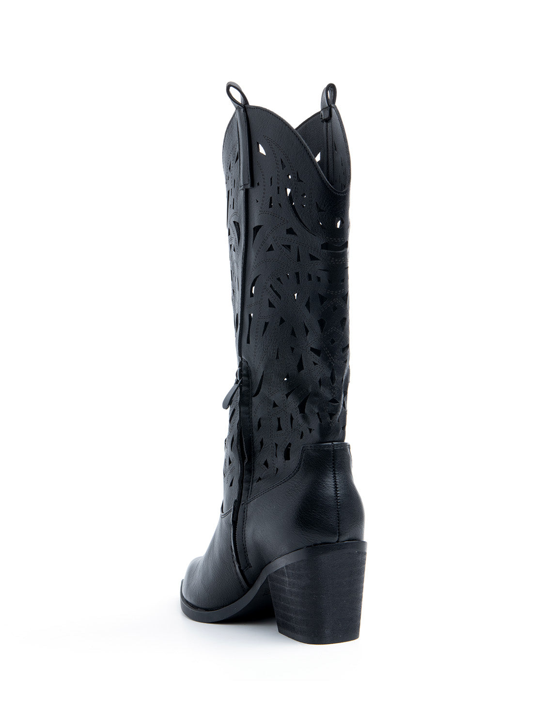 Texan with high perforated shaft - BLACK