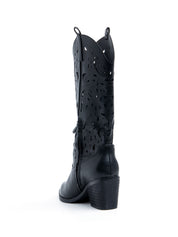 Texan with high perforated shaft - BLACK