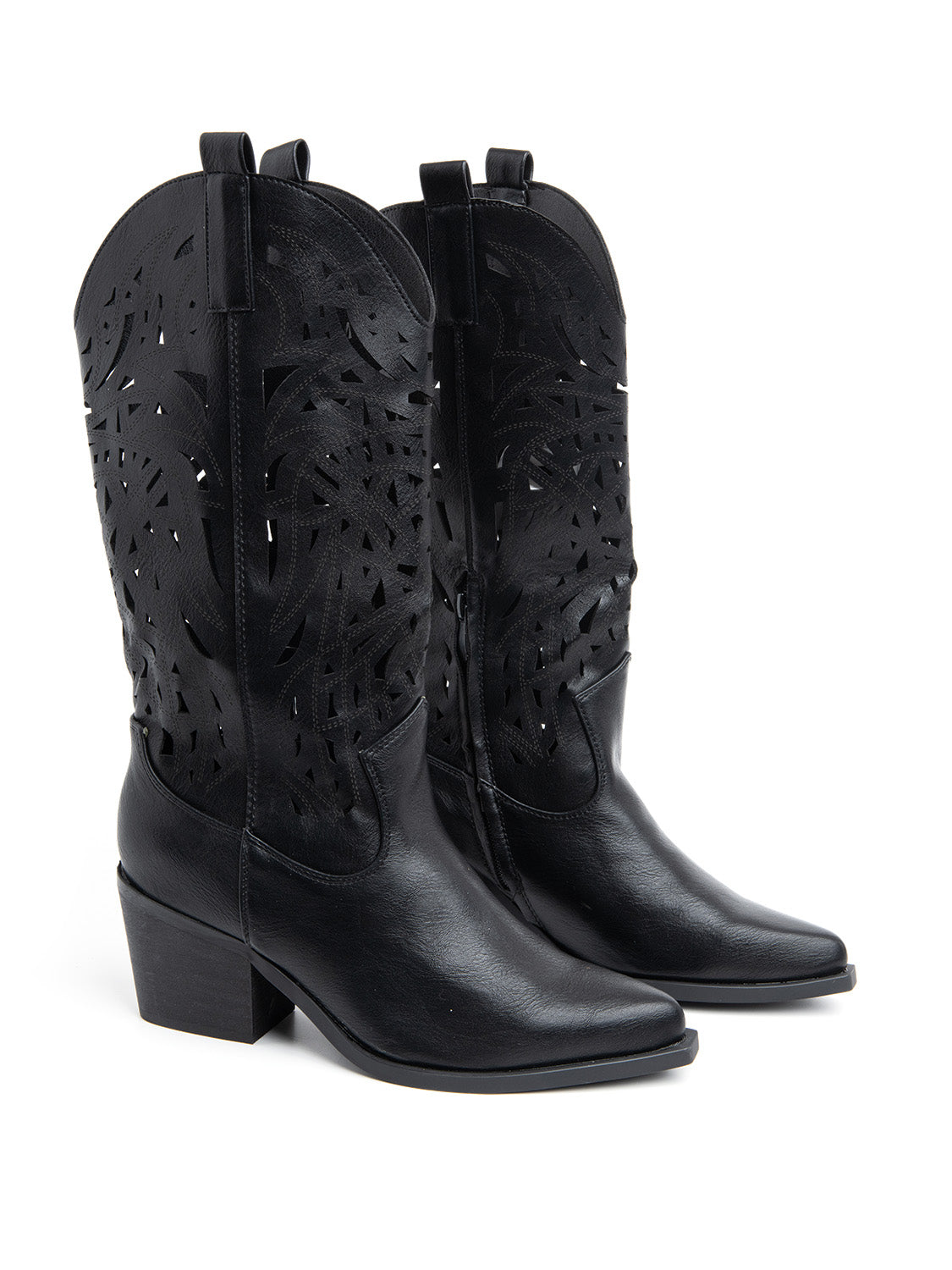 Texan with high perforated shaft - BLACK