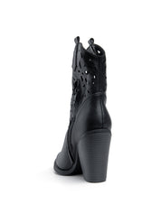 Perforated Texan with low shaft - BLACK