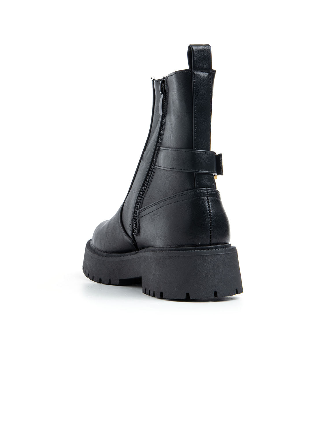 Stivaletto con fibbia e fondo carro-armato - NERO