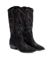 Texan with floral perforation - BLACK