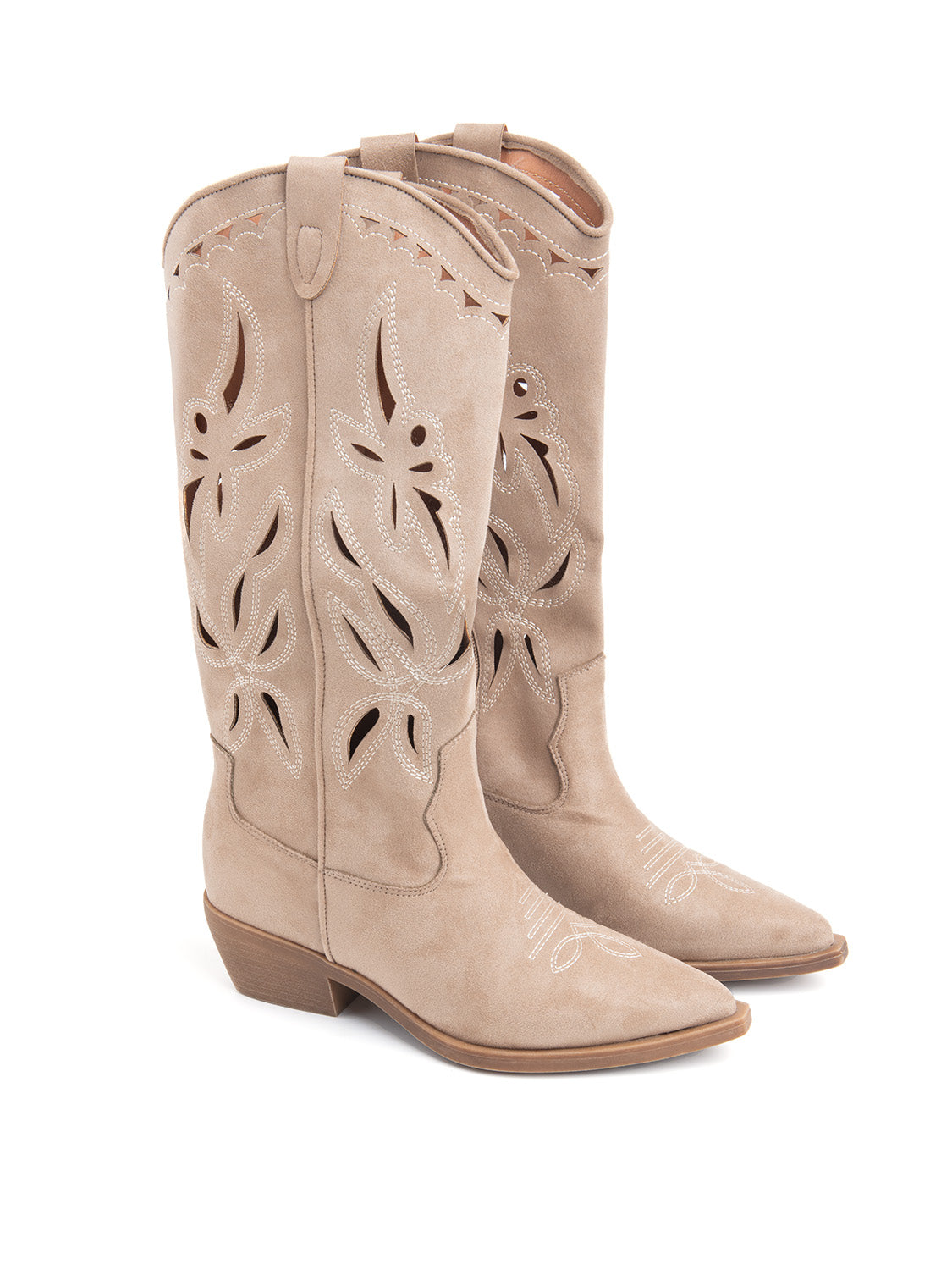 Texan with floral perforation - TAUPE