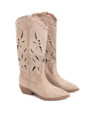 Texan with floral perforation - TAUPE