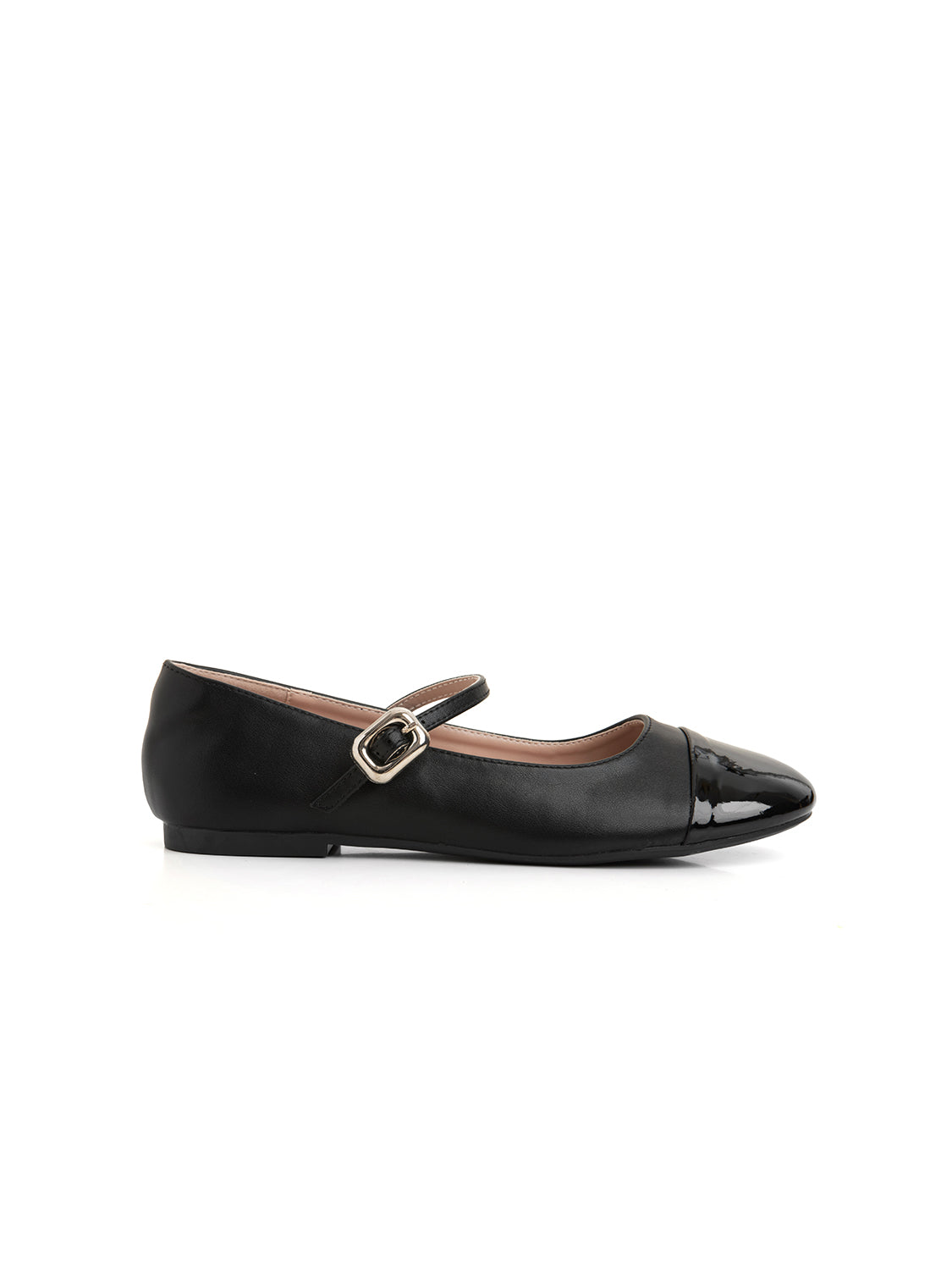 Ballerina bitexture con punta stondata - NERO