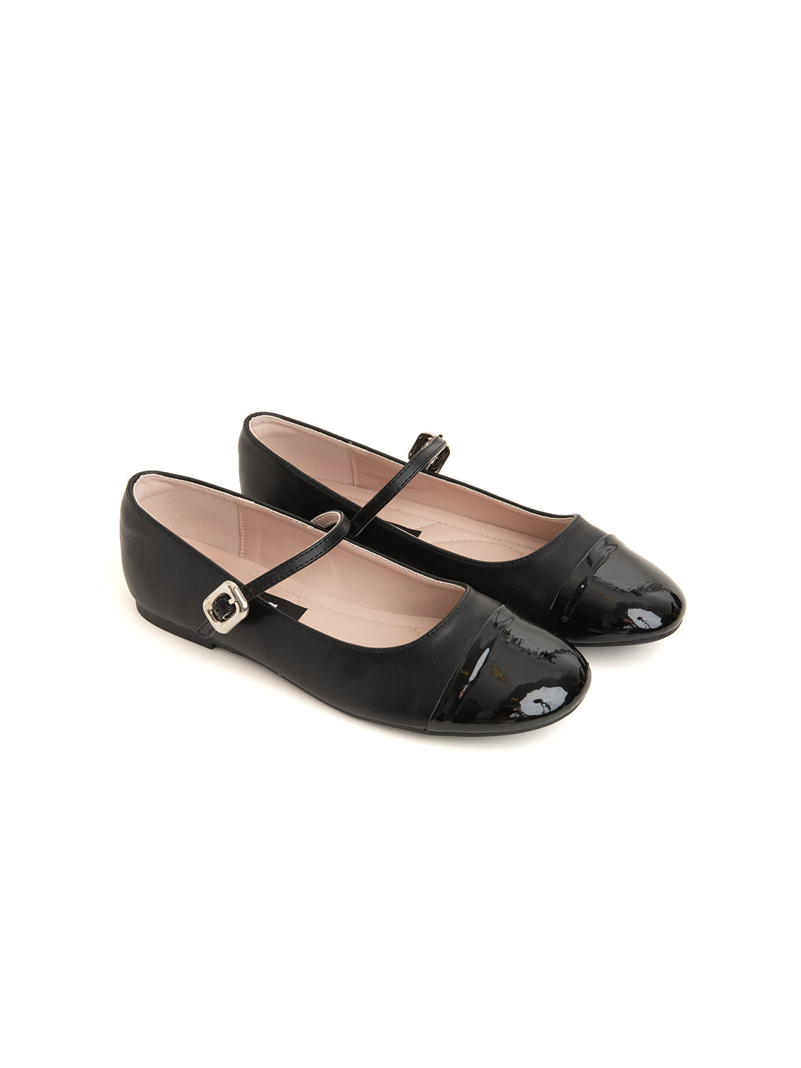 Ballerina bitexture con punta stondata - NERO