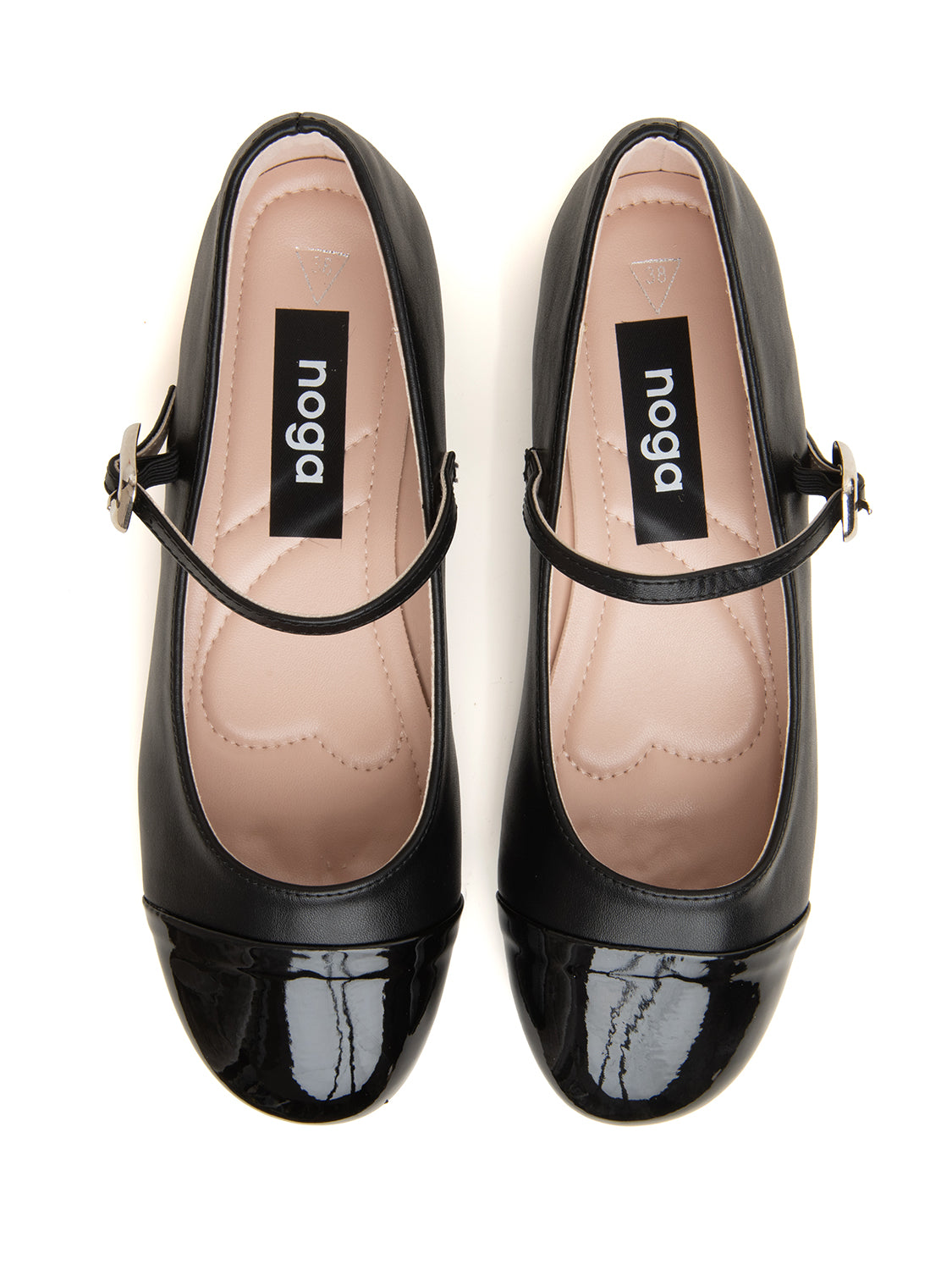 Ballerina bitexture con punta stondata - NERO