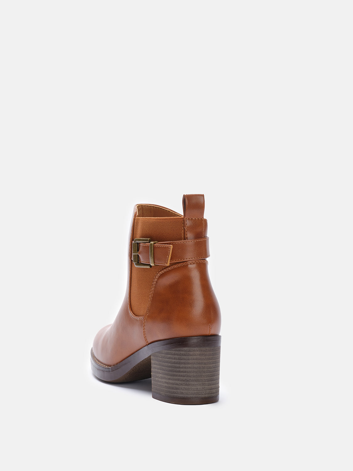 Heel 6 ankle boot with buckle - CAMEL