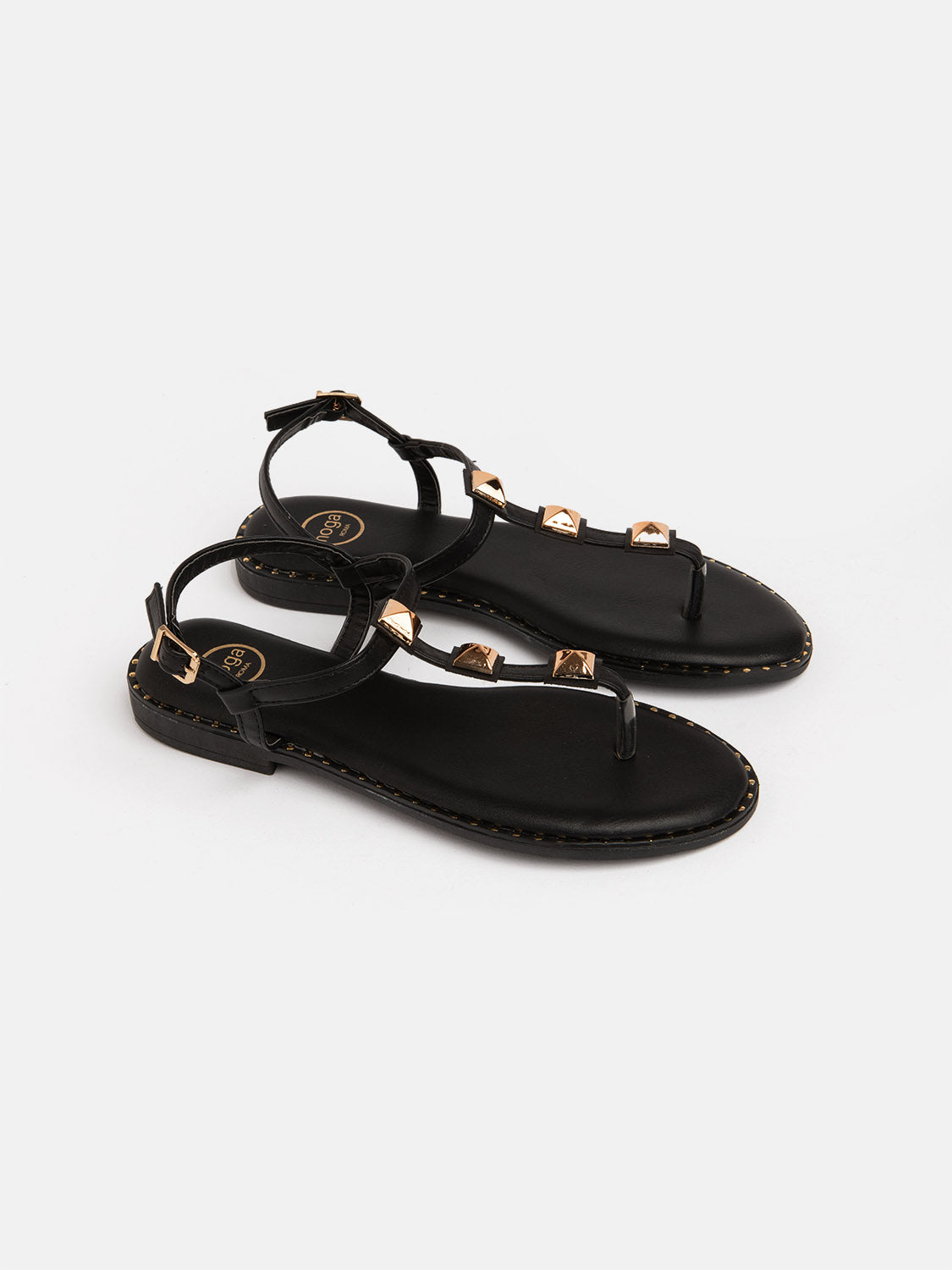 Studded flip flops - BLACK