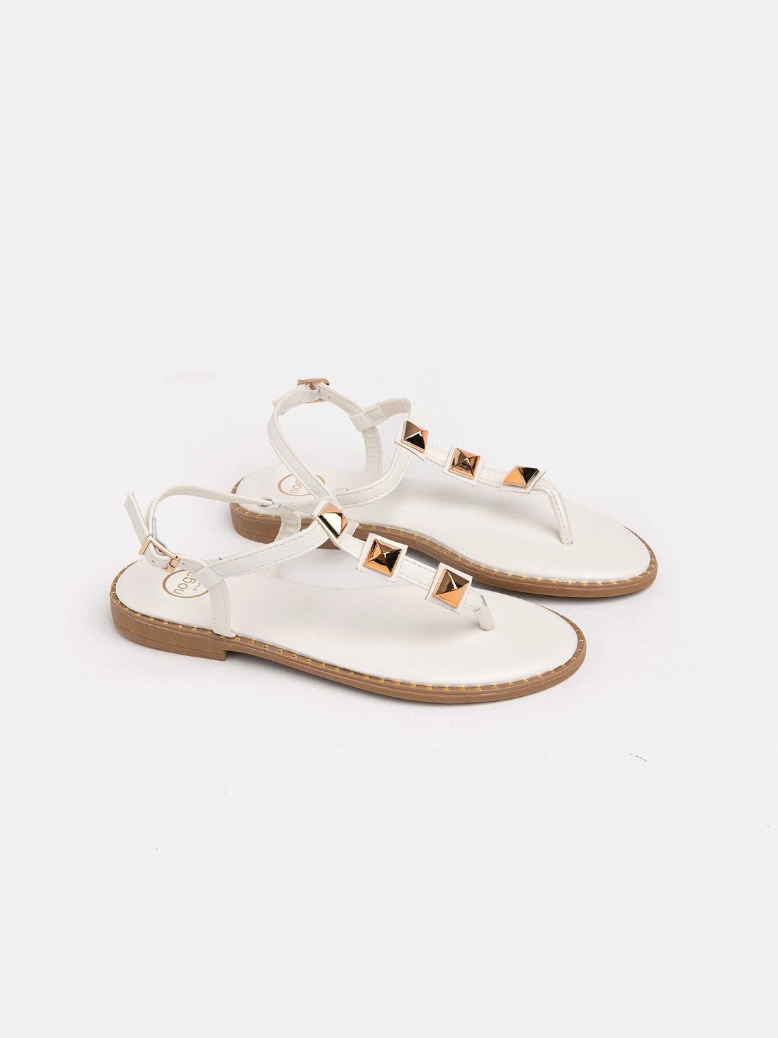 Studded flip flops - WHITE