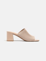 Slipper with canvas band and heel - BEIGE