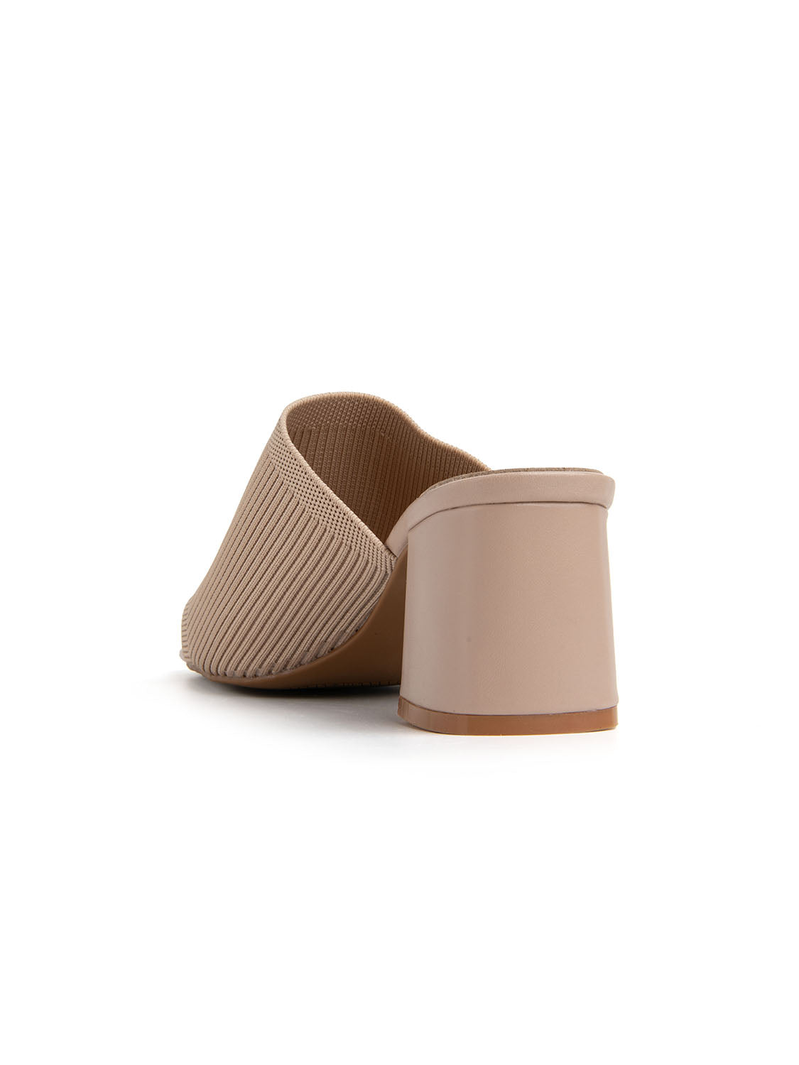 Sabot con fascia in tela e tacco - BEIGE