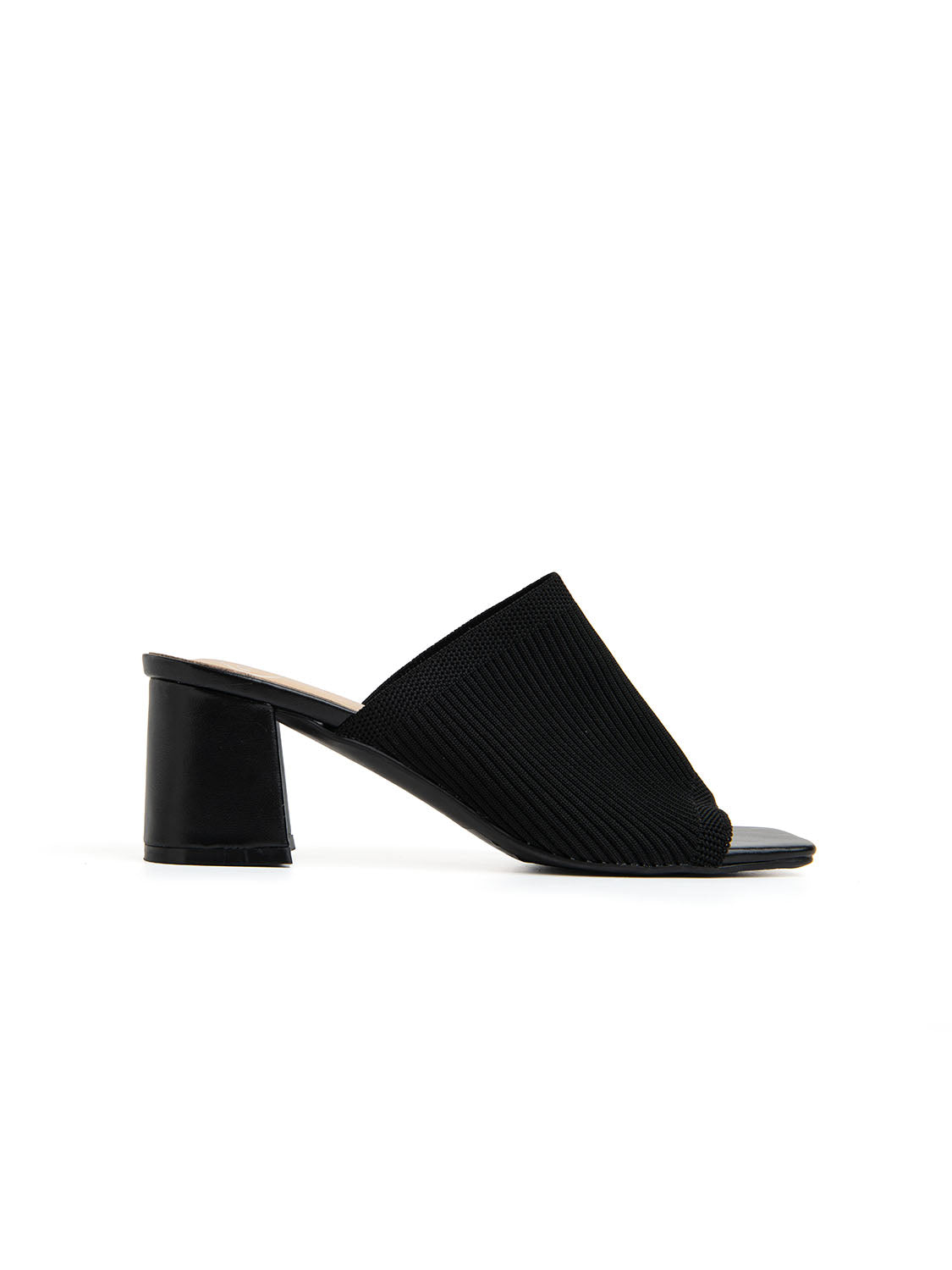Sabot con fascia in tela e tacco - NERO