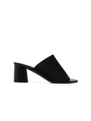Sabot con fascia in tela e tacco - NERO