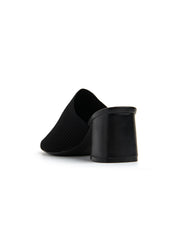 Sabot con fascia in tela e tacco - NERO
