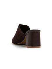Sabot con fascia in tela e tacco - MARRONE