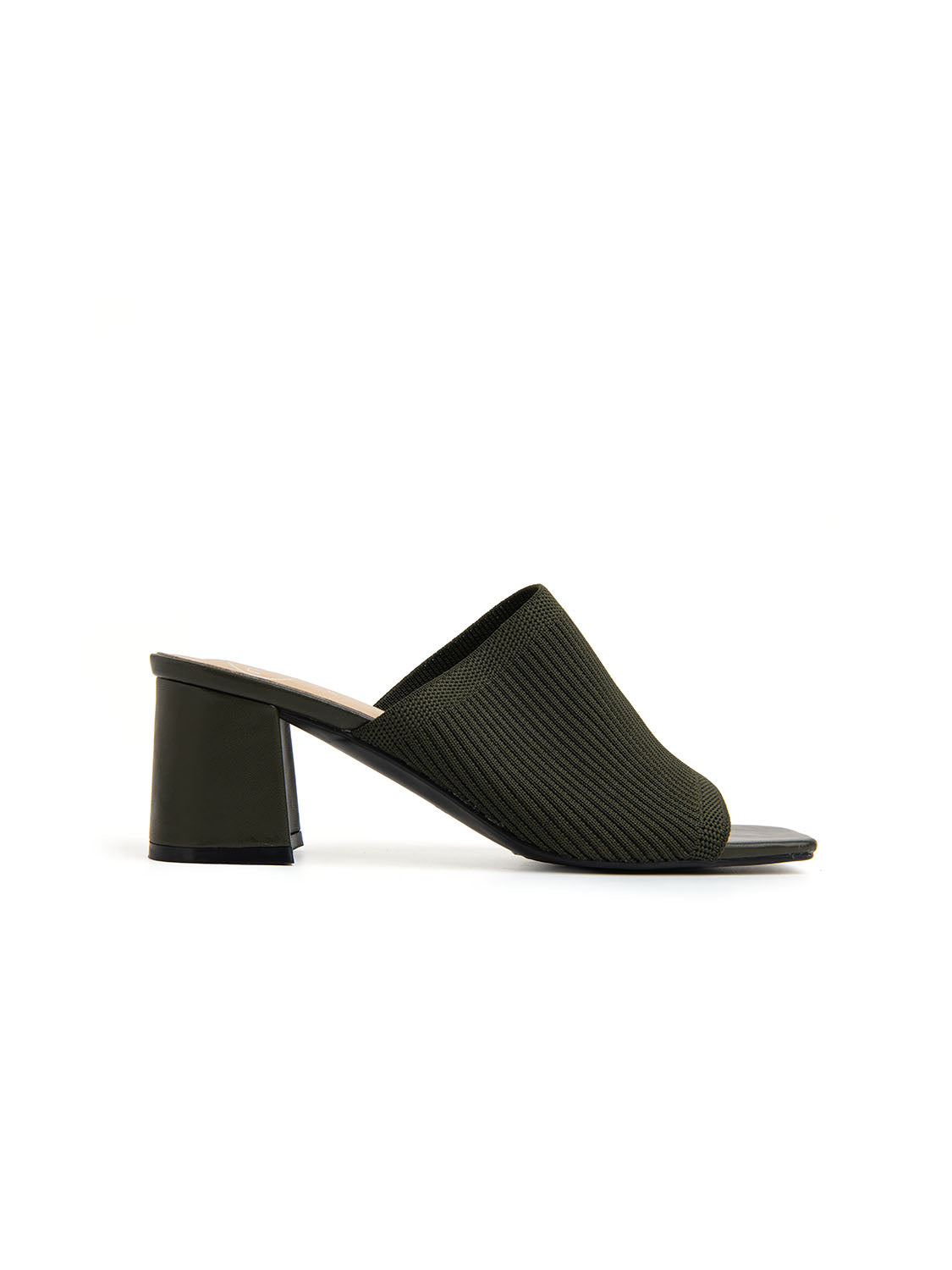 Sabot con fascia in tela e tacco - VERDE