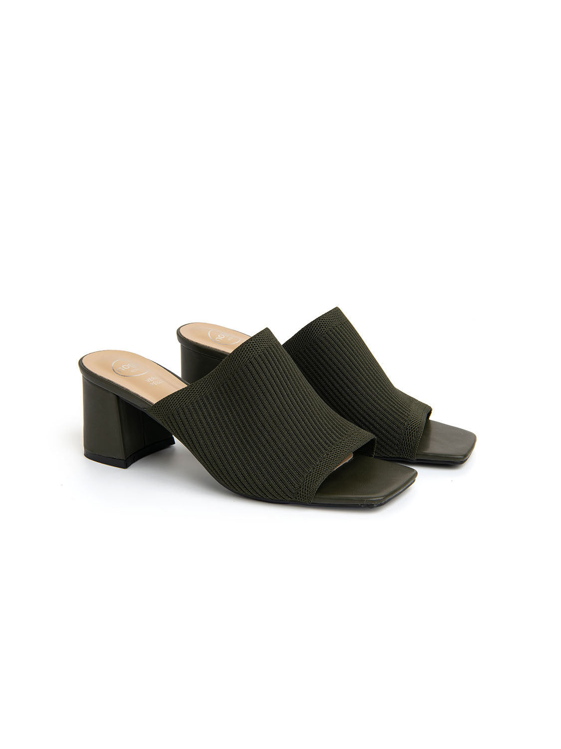 Sabot con fascia in tela e tacco - VERDE