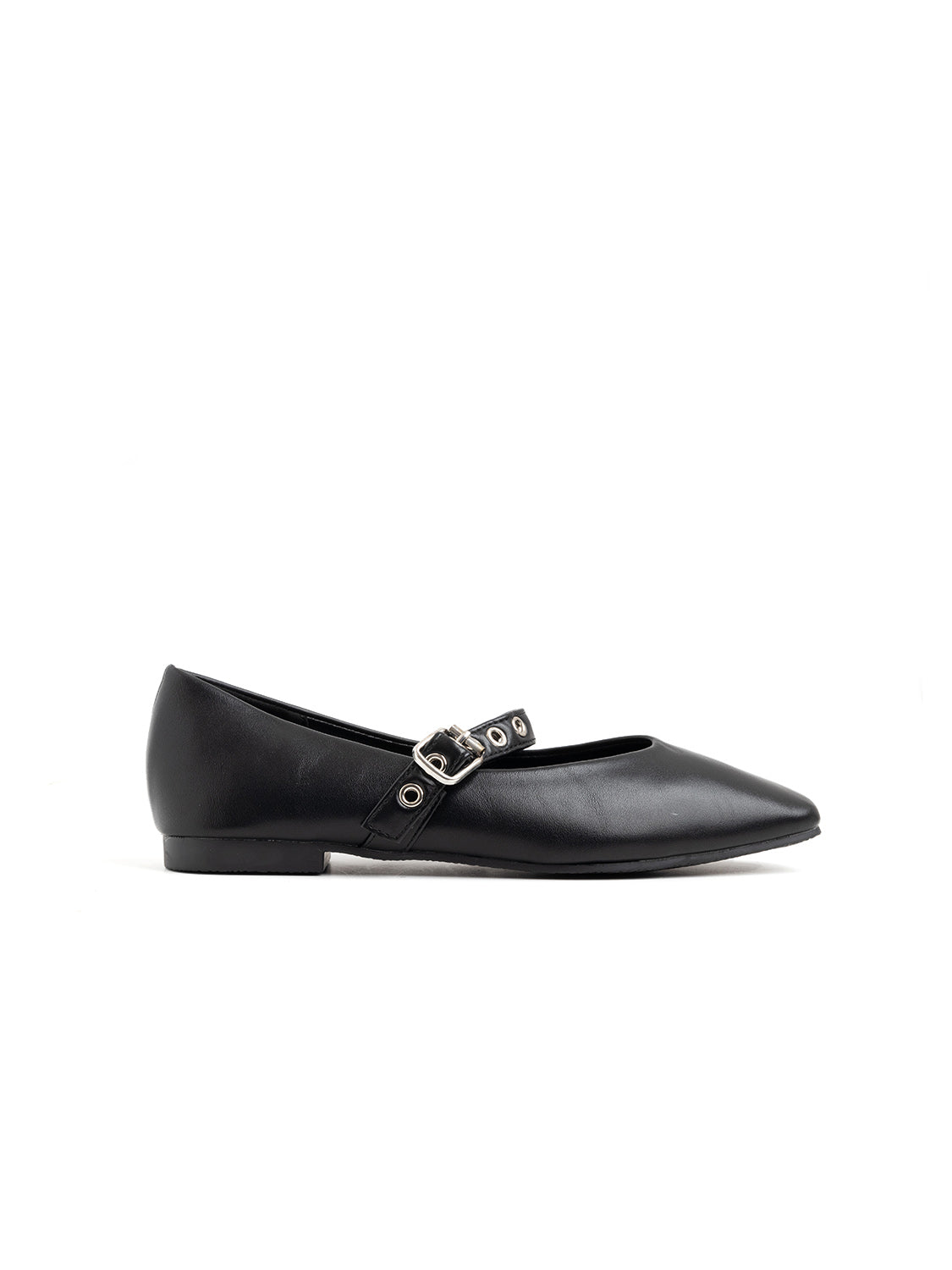 Ballerina with studded strap - BLACK