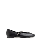 Ballerina with studded strap - BLACK