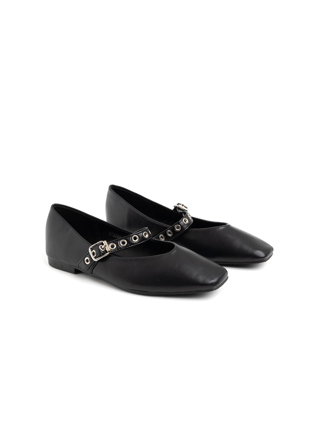 Ballerina with studded strap - BLACK