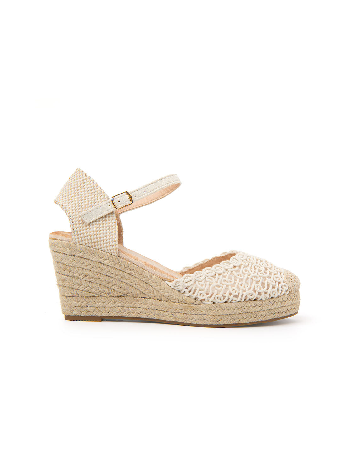 Campesina tacco 7 con punta traforata - BEIGE