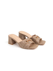 Sabot tacco 5 con morsetto - CAMMELLO